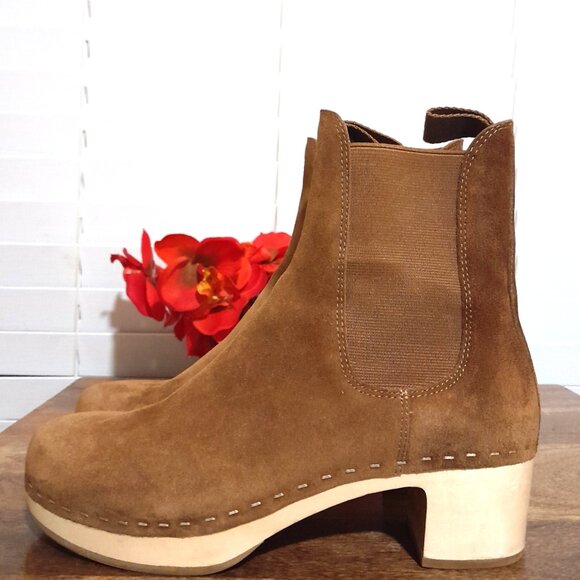 Loeffler Randall Shoes - Loeffler Randall CACAO Leather Wood Clog Chelsea Boots sz 6M